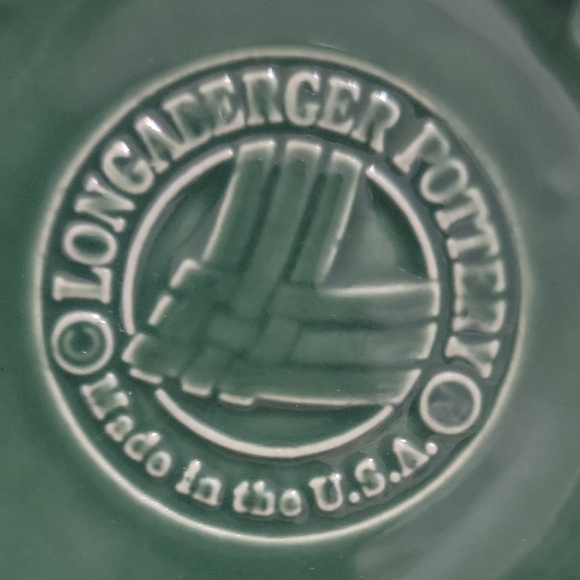 Pair Of Longaberger Green Pottery Crocks With Lids/Coasters - Picture 2 of 9